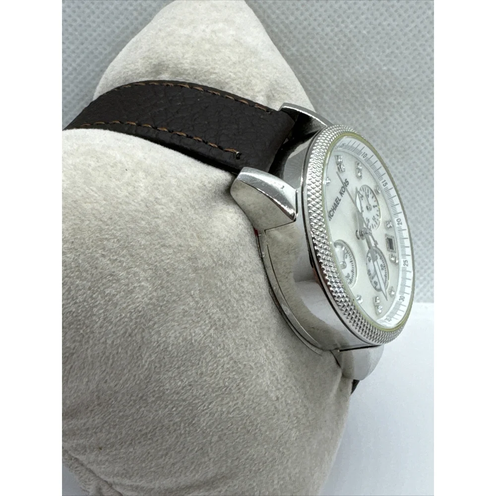 Michael Kors MK5020 Women's Black Leather Analog Dial Wrist Quartz Watch AEA040